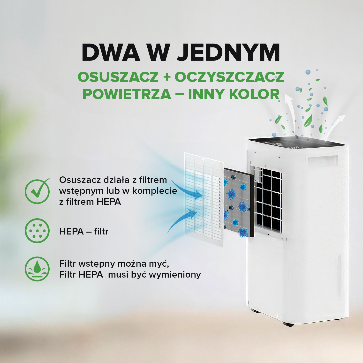 Osuszacz z funkcją oczyszczania powietrza Mycond roomer hepa 25