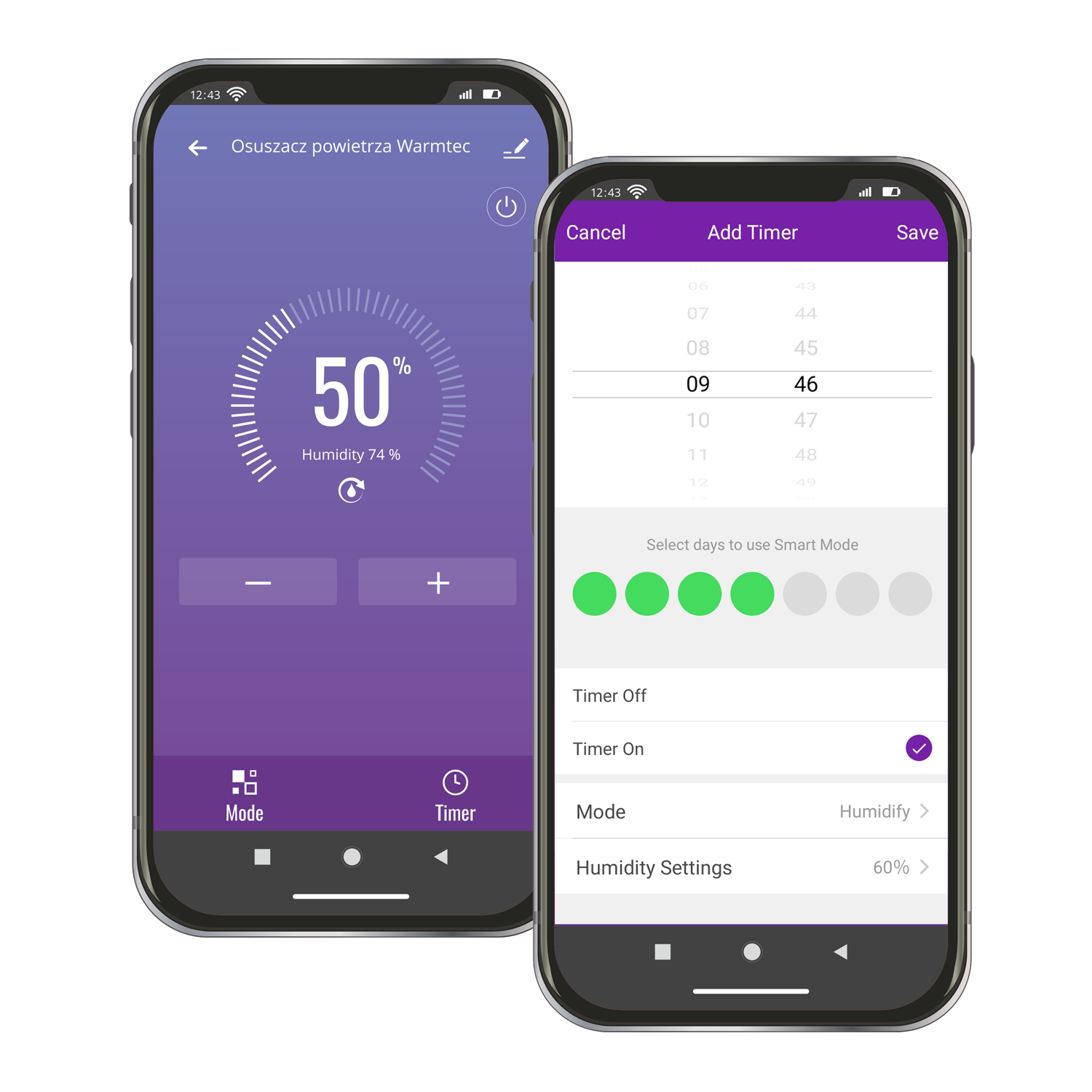 aplikacja mobilna do sterowania Warmtec ODT-50 Wifi